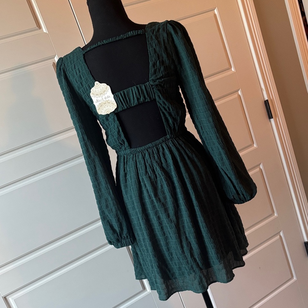 Altar'd State Textured Green Long Sleeve Dress - Picture 2 of 5